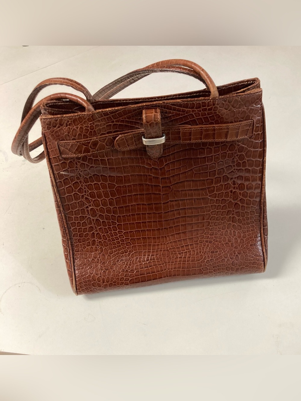 Italian Leather Cognac Croc Purse - Picture 14 of 14